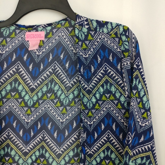 She’s cool Blue and green chevron print kimono - Picture 4 of 7